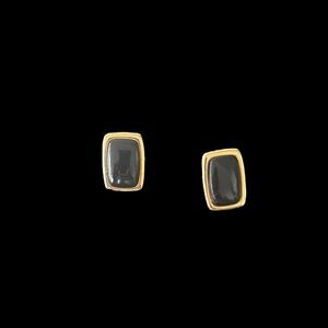 Vintage Black and Gold square rectangle post Earrings